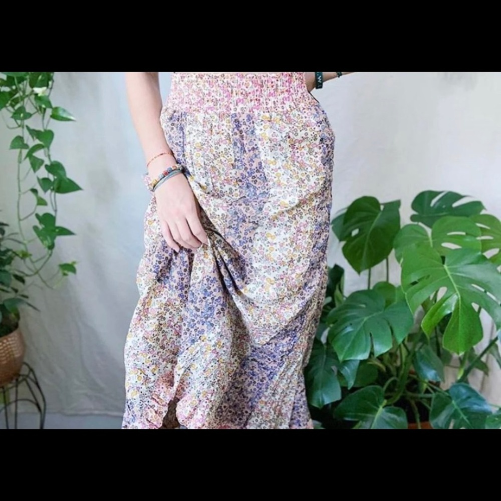 Floral Boho Midi Skirt